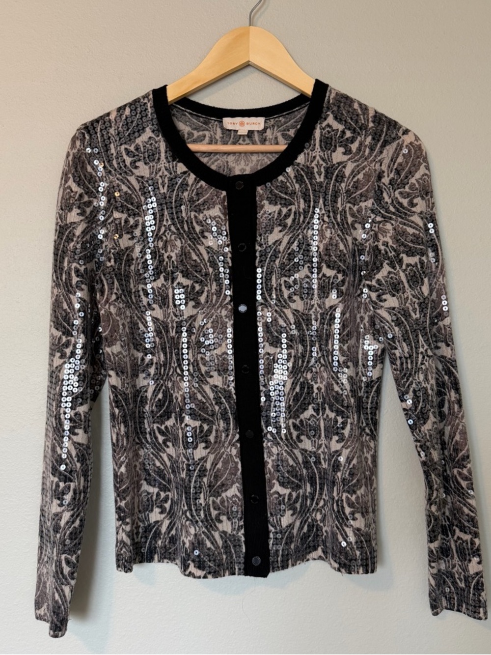 Tory Burch Merino Wool Sequin Cardigan